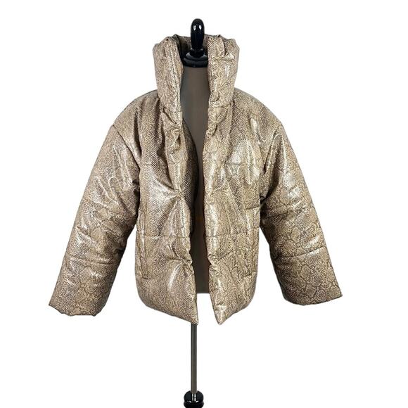 Nanushka Hide Jacket Vegan Leather Puffer Coat - Picture 3 of 7